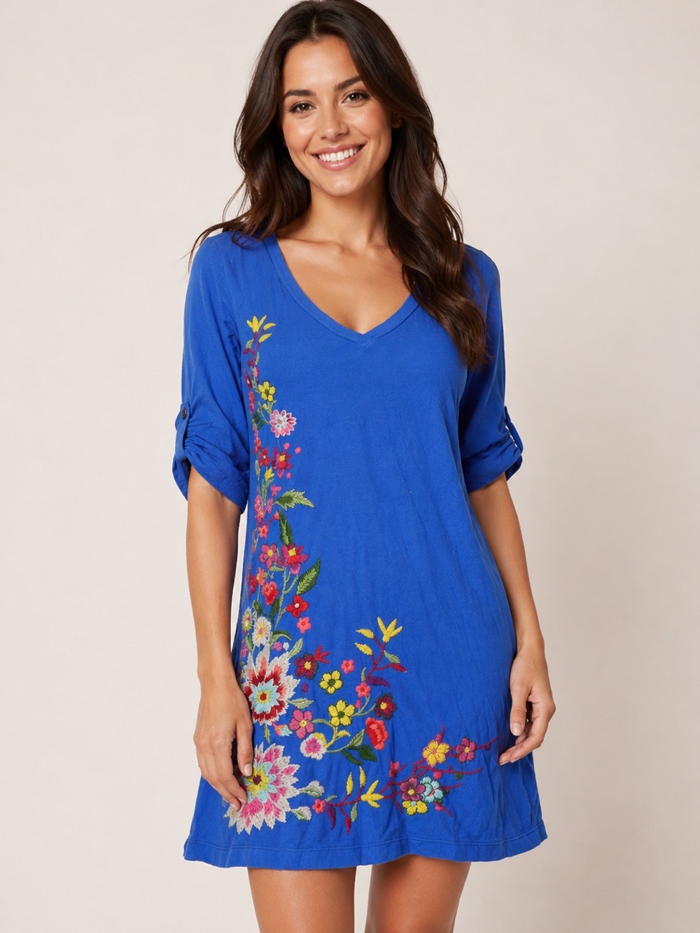 Johnny Was Blue Embroidered Dress 🌼 🦋
